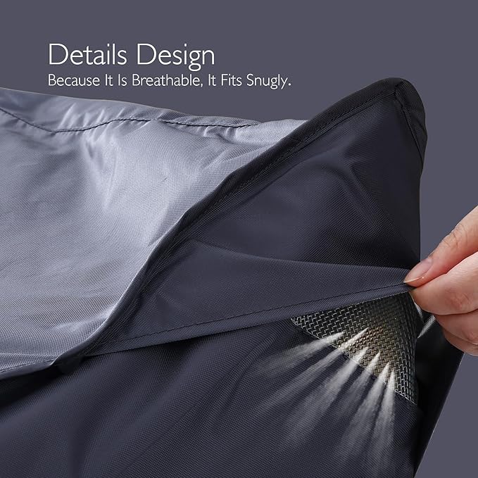 Rectangular Patio Furniture Cover with Zipper, Heavy-Duty Tough Canvas Waterproof Outdoor Dining Table and Chairs General Purpose Patio Table Cover (DarkGrey, 126''x72''x28'')