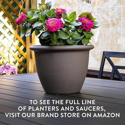 The HC Companies Sevilla Flower Planters - Durable Outdoor & Indoor Planter - Round Lightweight Self Watering Plant Pots for Herbs & More (9" Painted Black, Pack of 1)