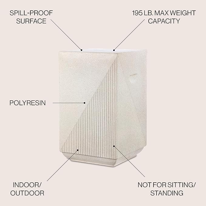 JONATHAN Y TBL1104A Adrian 20.75" Contemporary Minimalist Square Indoor/Outdoor Accent Table Modern, Mid-Century, Art Deco, Contemporary, Patio, Garden, Bathroom, Living Room, Cream Terrazzo Finish