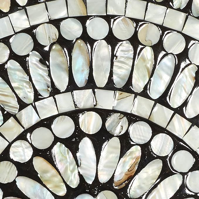 Deco 79 Mother of Pearl Shell Plate Handmade Home Wall Decor Mosaic Wall Sculpture, Wall Art 27" x 3" x 27", Silver