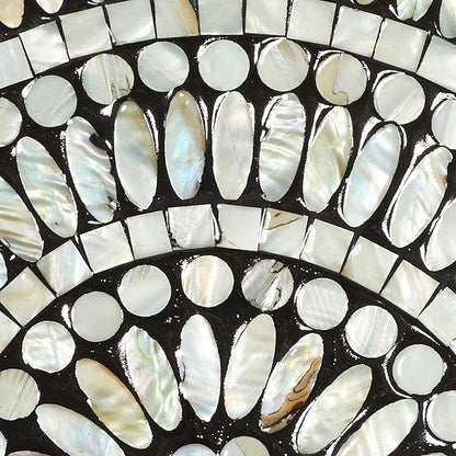 Deco 79 Mother of Pearl Shell Plate Handmade Home Wall Decor Mosaic Wall Sculpture, Wall Art 27" x 3" x 27", Silver
