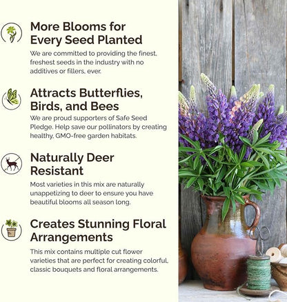 Eden Brothers Colorado Wildflower Mixed Seeds for Planting, 1 lb, 480,000+ Seeds with Cornflower, Lupine | Attracts Pollinators, Plant in Spring or Fall, Zones