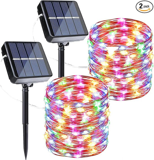 Joomer Solar Fairy Lights, 2-Pack Total 80FT 240LED Solar String Lights Outdoor Waterproof 8 Lighting Modes for Fence Party Garden Patio Yard Home Holiday Tree Outdoor Decoration (Multicolor)