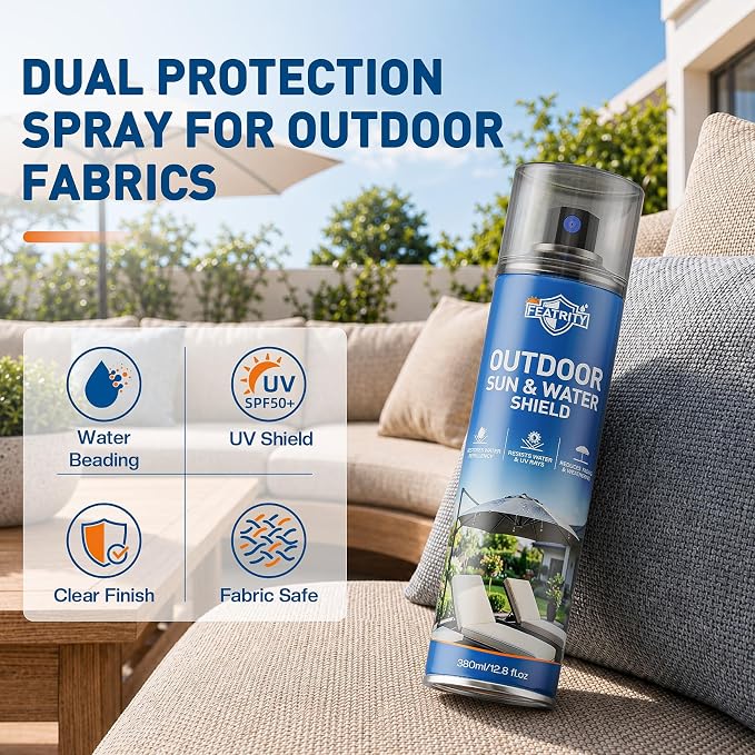 Outdoor Fabric Protector Spray: Heavy Duty Water-Repellent & UV Resistant for Patio Decor Cushions Upholstery Furniture Umbrellas - Invisible Sun and Water Shield, 25.6oz（2pcs）