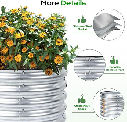 Aoodor 2 Pack 17" Tall 24" Metal Raised Garden Bed, Outdoor Planter Box and Raised Garden Kit for Vegetables, Flowers, and Herbs, Silver