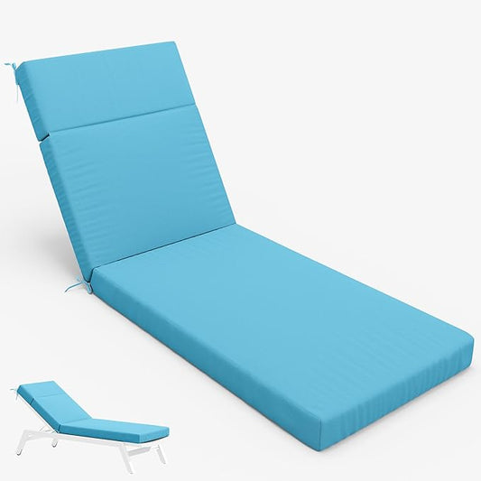 Chaise Lounge Cushion for Outdoor Furniture, Waterproof Fade and Tear Resistant Lounge Deck Chair Cushions for Patio Lawn Pool Resort Hotel