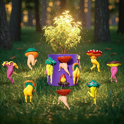 GUGUGO Mushroom Female Body Planters, Unique Dancing Lady Flowers Planter, Cute Quirky Butt Plant Pots for Indoor Plants, Funny Succulent Flower Pot for Home Decor, Eclectic Aesthetic Gift, Purple