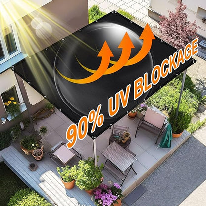 Artpuch 90% Sun Shade Cloth, 6 x 16 FT Pergola Shade Cover Canopy with Grommets, Sun Screen Fabric Tarp for Patio, Outdoor, Garden, Backyard, Black