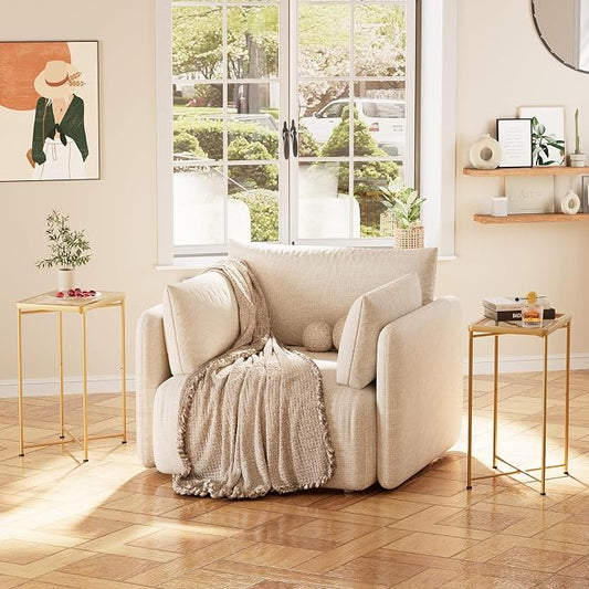 Garden 4 you Small Side Table, Glass End Table Set of 2, Gold Outdoor Side Table with Metal Frame, Mini Bedside Table for Living Room, Bedroom, Patio, Small Space, 2pcs