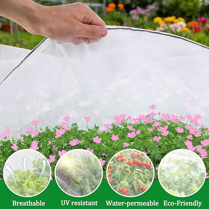 2 Pack Garden Netting for Raised Beds, 6.2x3.3x1.6 Ft Raised Bed Plant Covers for Garden Protection, Fine Mesh Bird Netting Pest Barrier Screen with Drawstring for Protecting Vegetables Fruits Crops