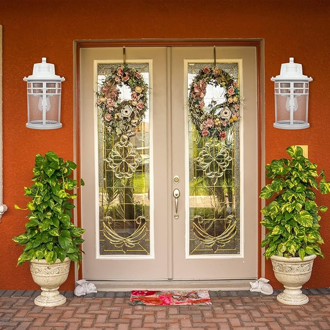 Darkaway 2 Pack Large Outdoor Porch Lights Wall Mount, 15inch Outdoor Light Fixtures Sconces Wall Lighting with Seeded Glass Exterior Lights for Patio Yard House Hallway Doorway Garage