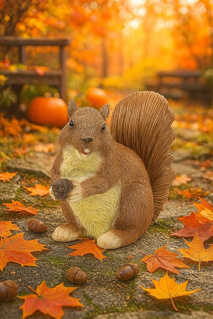 Garden Decoration Squirrel Statue - Adorable Wildlife Sculpture with Pinecone for Outdoor Patio, Lawn, or Garden Décor - Ideal for Nature Lovers