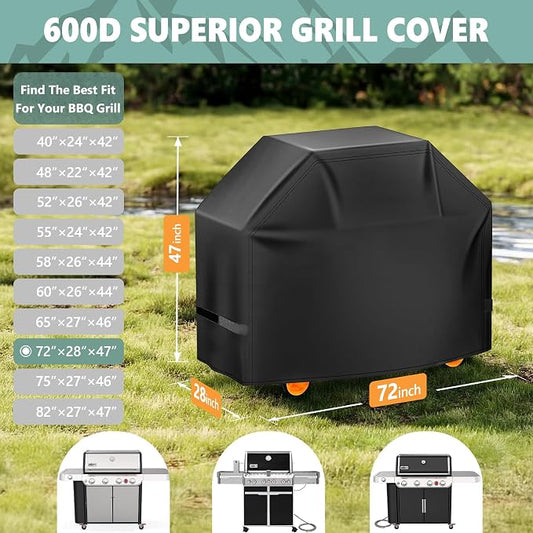 Grill Cover 72 Inch - Superior BBQ Cover for Weber Summit 600 Series Gas Grill - 600D Large Outdoor Barbecue Covers for Weber 6 Burner Summit 670, Summit 620 and Genesis 600, Genesis 400