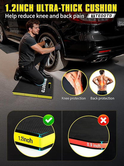 1.2" Extra Thick Foldable Kneeling Pad with Handle & Storage Belt, 5 Fold Multi-Use Comfortable EVA Foam Cushion Mat for Workshop Repairing,Gardening,Yardwork,Camping,Fitness,47.3x17.3x1.2