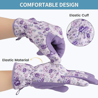 Pleneal Gardening Gloves for Women Men - Leather Garden Gloves Thorn Proof, Outdoor Protective Working Gloves for Weeding