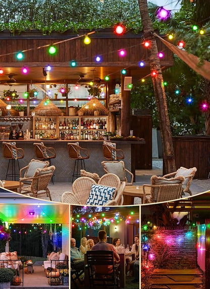 Brightown Outdoor String Lights 58 Feet G40 LED Patio Lights, 27 Plastic Edison Bulbs(2 Spare), Waterproof Connectable Hanging Light for Backyard Porch Balcony Party Decor, E12 Base, Multicolor