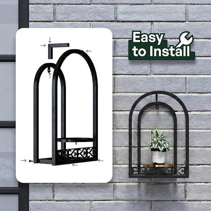 Wall Hanging Planters, Modern Iron Frame for Indoor/Outdoor Plants, Stylish Decor for Living Room, Garden, Patio 3 Pack Black（No Light）
