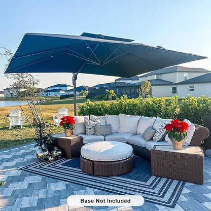PURPLE LEAF Cantilever Patio Umbrella Outdoor Aluminum Offset Square Umbrella Windproof Heavy Duty Hanging Outside Umbrella for Deck Pool Garden