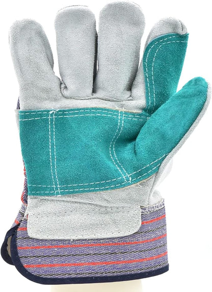 G & F Products G & F 5215L-5 Premium Suede Double Palm & Index Finger Work Gloves with 2 & 1/2 Rubberized Safety Cuff, 5 Pair Pack, Large, Grey