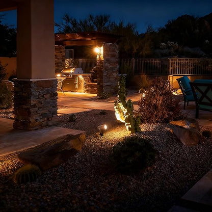 Pure Aluminum Low Voltage Landscape Lights, 3W 12V Outdoor Landscape Spotlights Waterproof for Garden, Yard, Pathway, Up Lighting, Heavy Duty Light Fixture, 95Ra 3000K Uplighting Outdoor, Brown