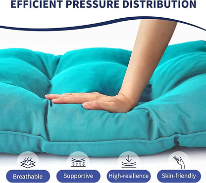 IPYNBAP Outdoor Bench Cushion, 59x18x5 Inch, Waterproof Bench Cushion for Outdoor/Indoor Furniture, Tufted Patio Bench Seat Cushion, Fade Resistant Outdoor Cushions for Porch Swing Couch, Teal Blue