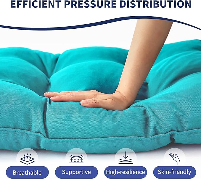 IPYNBAP Outdoor Bench Cushion, 48x18x5 Inch, Waterproof Bench Cushion for Outdoor/Indoor Furniture, Tufted Patio Bench Seat Cushion, Fade Resistant Outdoor Cushions for Porch Swing Couch, Teal Blue