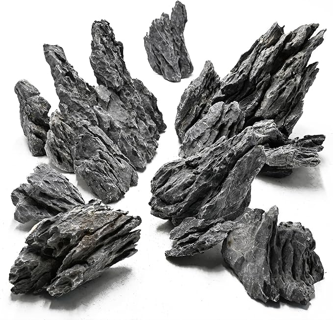 Unocho Seiryu Stone Aquarium Rocks 40lb Natural Fish Tank Rocks for Aquascaping Garden Landscaping Decoration Paludarium Amphibian Enclosures(3-12 Inches)
