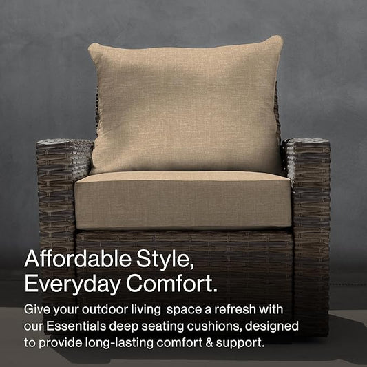 Honeycomb Outdoor Essentials Deep Seat, 24 x 24, Hampton Texture Neutral Chair Cushion for Patio Furniture