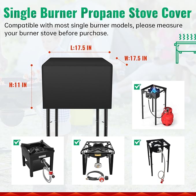 iCOVER Single Burner Stove Cover for GASONE, 600D Heavy Duty Water Resistant Cover, UV and Fade Resistant Weatherproof All Single Propane Burner Cooker