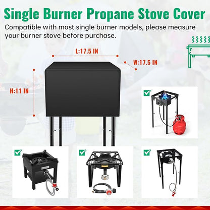 iCOVER Single Burner Stove Cover for GASONE, 600D Heavy Duty Water Resistant Cover, UV and Fade Resistant Weatherproof All Single Propane Burner Cooker