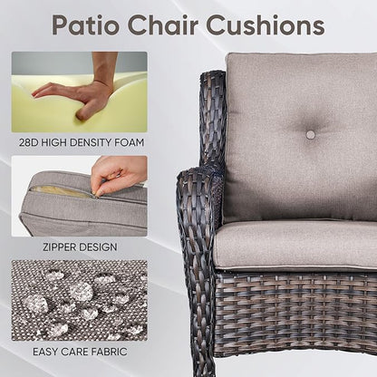 Patio Chair Cushions 6 Packs - Outside High Back Thick Water-Resistant Cushion 22x24 with Zipper Cover for Outdoor Glider Rocking Chairs Loveseat 3-Seater Couch Sofa – Grey/Buckle