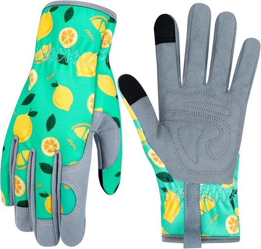 Leather Gardening Gloves for Women Thorn Proof Garden Gloves Touch Screen Working Gloves Gifts,M