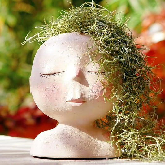 Face Planters Pots Head,Cute Succulents Plants Planters,Creative Resin Pots with Drainage Hole,Ideal Vase Gifts for Indoor Outdoor Garden Decor