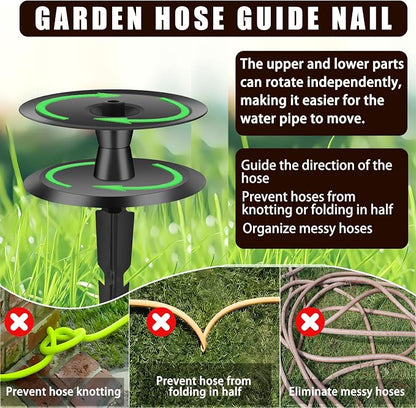 8PCS Metal Garden Hose Guide Spike, Hose Guides for Garden Heavy Duty, Cast Iron Garden Hose Guides for Outside, Rustproof Coated Hose Guide Stakes for Lawn & Yard, Plant & Flower Bed Protection