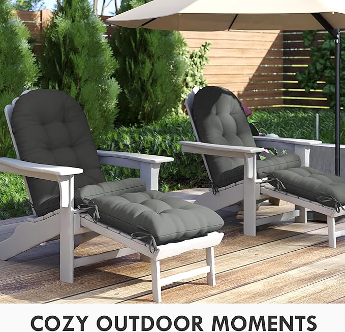 Adirondack Chair Cushion with Ottoman, Folding Adjustable Adirondack Seat Cushions, Waterproof Adirondack Patio Chair Pads for Garden, Deck, or Poolside, Small-Dark Grey-1