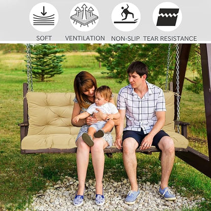 Replacement Cushions for Swing, Swing Cushions 3 Seater Replacement, Waterproof Thicken Washable Pad Cushion for Outdoor Indoor Furniture Swing Patio (Light Yellow, 40x71 inch)