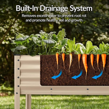 Best Choice Products 72x24x30in Non Toxic Galvanized Raised Garden Bed, Metal Elevated Planter Box, Vegetable Garden, 100% Non Toxic Materials - Beige