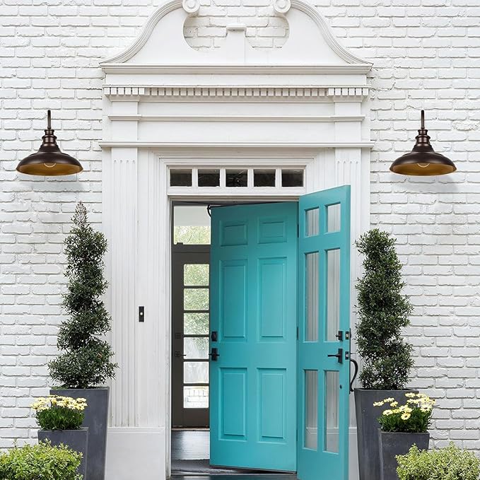 Exterior Farmhouse Gooseneck Barn Light, 16 Inch Vintage Outside Garage Light Fixtures, 2PCS Anti-Rust Waterproof Outdoor Light for Patio Frontdoor Entryway Doorway