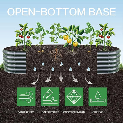 Gardmax Galvanized Raised Garden Bed, Lightweight Planter Boxes Outdoor with Easy Assembly, Large Garden Bed for Vegetables, Fruits, Flower Dark Grey 8x2x1.5 FT