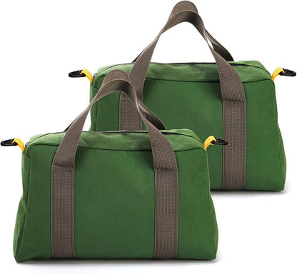 WRINGKIT 2 Pack Wide Mouth Tool Bags, 14" Heavy Duty Canvas Tool Storage Bag, Large Capacity Zipper Utility Tools Tote Organizer Pouch for Electricians, Carpenter, Mechanic