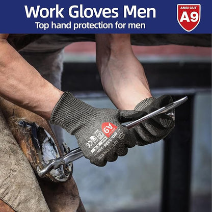 Schwer ProGuard Highest Level Cut Resistant Work Gloves PR3326 for Extreme Protection，ANSI A9 Cut Gloves with Reinforced Thumb, Non Slip, Non PFAS, Durable, Touch-screen, Black 2 Pairs（XL）