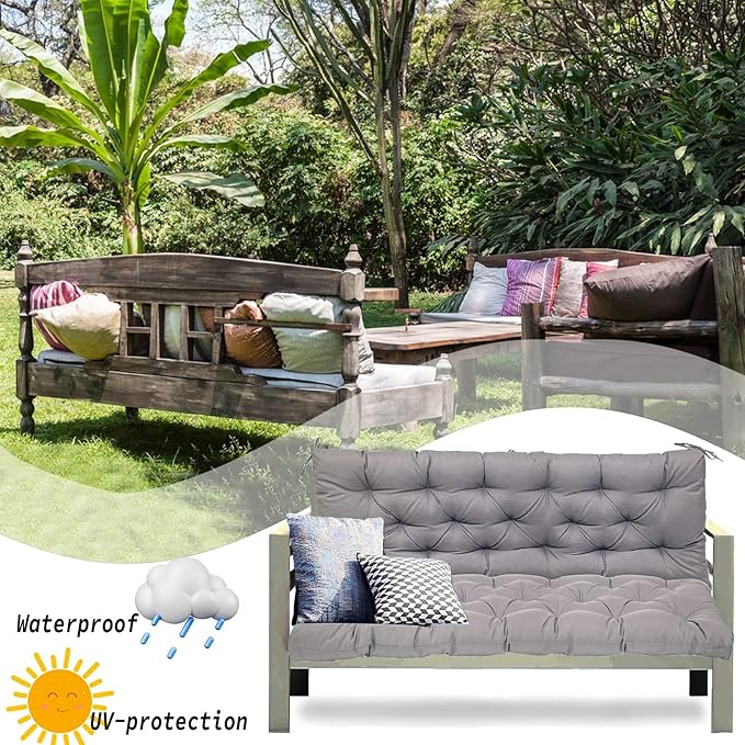 Replacement Cushions for Swing, Swing Cushions 3 Seater Replacement, Waterproof Thicken Washable Pad Cushion for Outdoor Indoor Furniture Swing Patio (Light Gray, 40x71 inch)