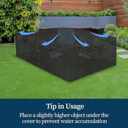 Easy-Going Patio Furniture Set Cover Waterproof Outdoor Square Table Cover with Seal Tape at Seams (49"L x 49"W x 28"H, Black)