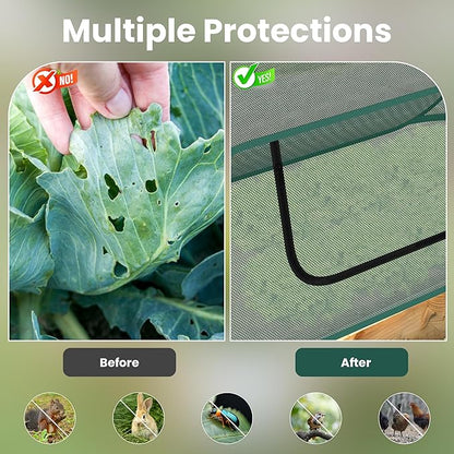 2-Pack Raised Garden Bed Covers, 45" x 22" x 17" Mesh Crop Cage, Pop-Up Plants Cover with 30% Shade Cloth for Seedlings Vegetables Fruits Flowers, Protects Against Birds Animals Pests with 16 Stakes