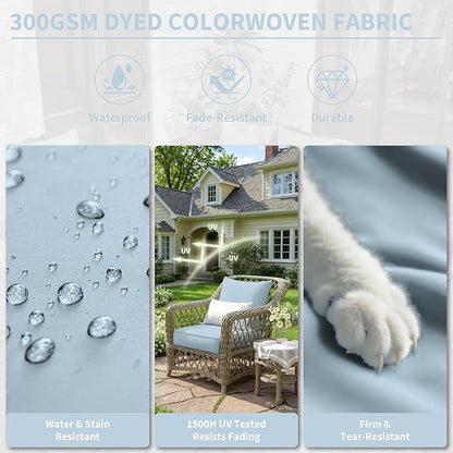 Premium Outdoor Seat Cushion Chair Cushions for Patio Furniture 22 L X 24 W X 4 H Waterproof & Fade Resistant Deep Seat and Backrest Cushion Set with Removable Covers for Chair, Sofa