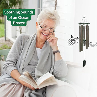 Lambright Chimes Ocean Breeze Small 36" Tall Bronze Personalized Wind Chime, Custom Windchimes for Memorial, Sympathy, Loss, Anniversary for Wife, Friend, Mother, Grandmother, Pet - Made in America