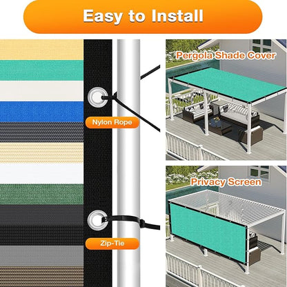 Artpuch Outdoor Pergola Shade Cover 8' X 16' Sun Shade Cloth with Grommets, 90% UV Protection Canopy Patio Privacy Screen (Customized Available) GN107, Turquoise