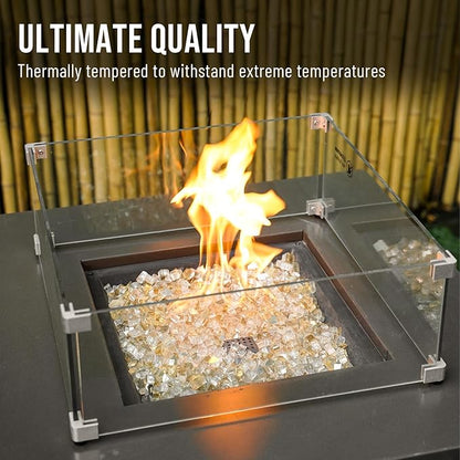 Skyflame High Luster 10-Pound Fire Glass for Fire Pit Fireplace Landscaping, 1/2-Inch Gold Reflective