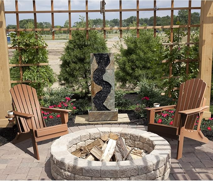 FUNBERRY Folding Adirondack Chair, All Weather HDPE Fire Pit Chairs with Cup Holder for Outdoor