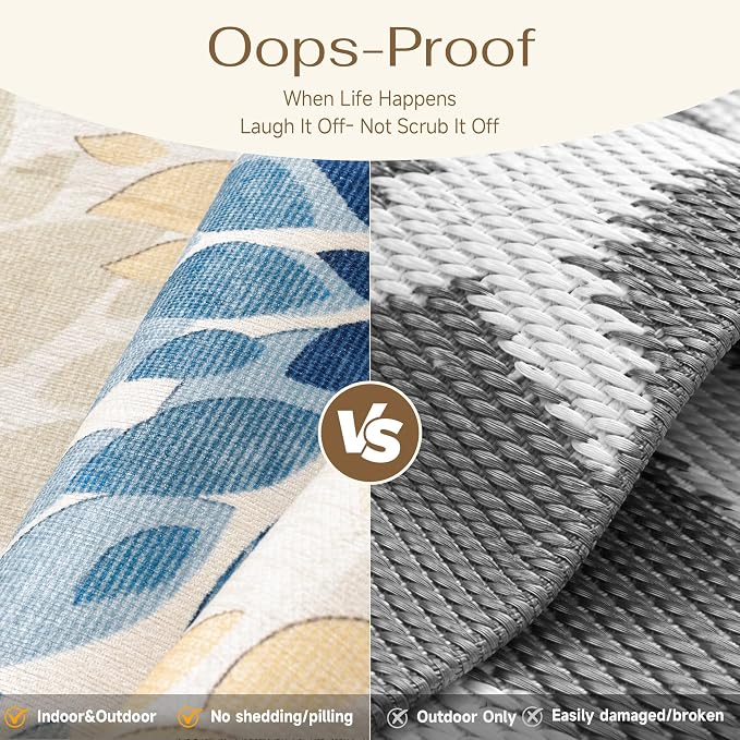 5x7 Indoor Outdoor Area Rug Washable Patio Rug Colorful Non Slip Non Shedding Waterproof Carpet for Living Room Bedroom Backyard Porch Camping RV Balcony Poolside